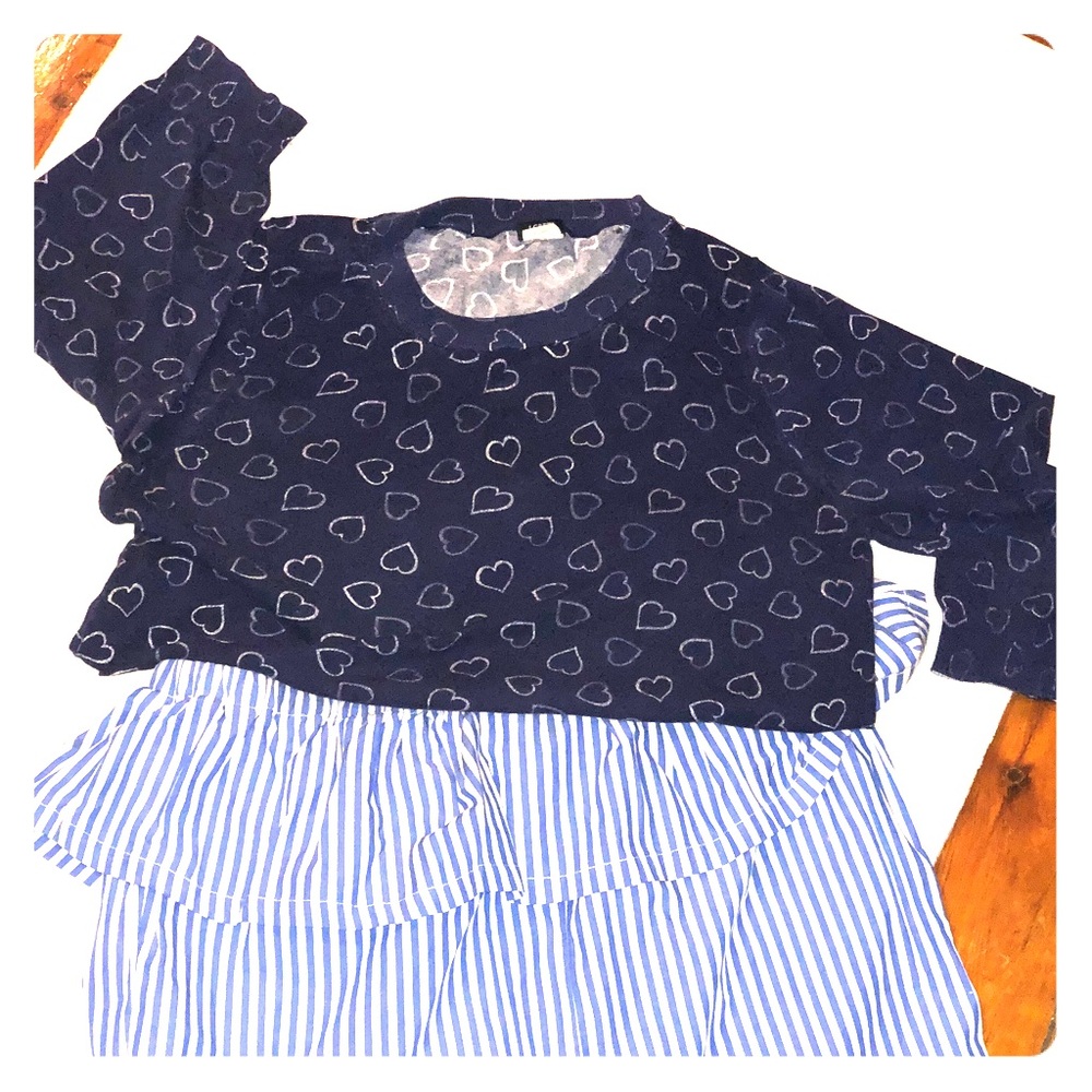 J. Crew Navy and white heart light knit sweater.